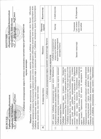 Сыбайлас жесқорлыққа қарсы іс-қимыл саласындағы қатынастарды реттеуге арналған жұмыс жоспары