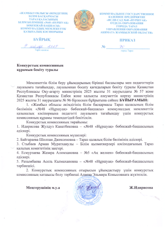 Мектепке дейінгі ұйымға педагогтерді лауазымға тағайындау туралы